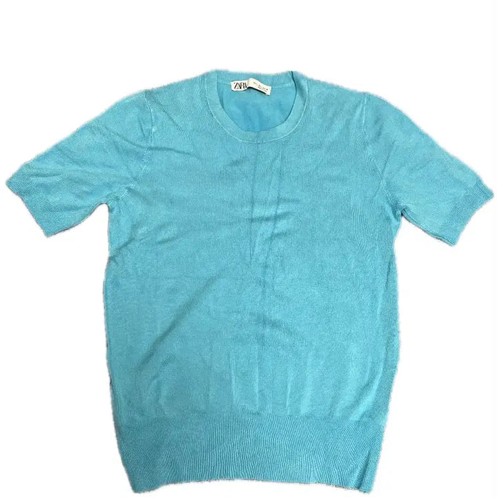 [BUNJANG] Zara Sky Blue Short Sleeve Knit Top / Zara 자라 반팔 니트 하늘색