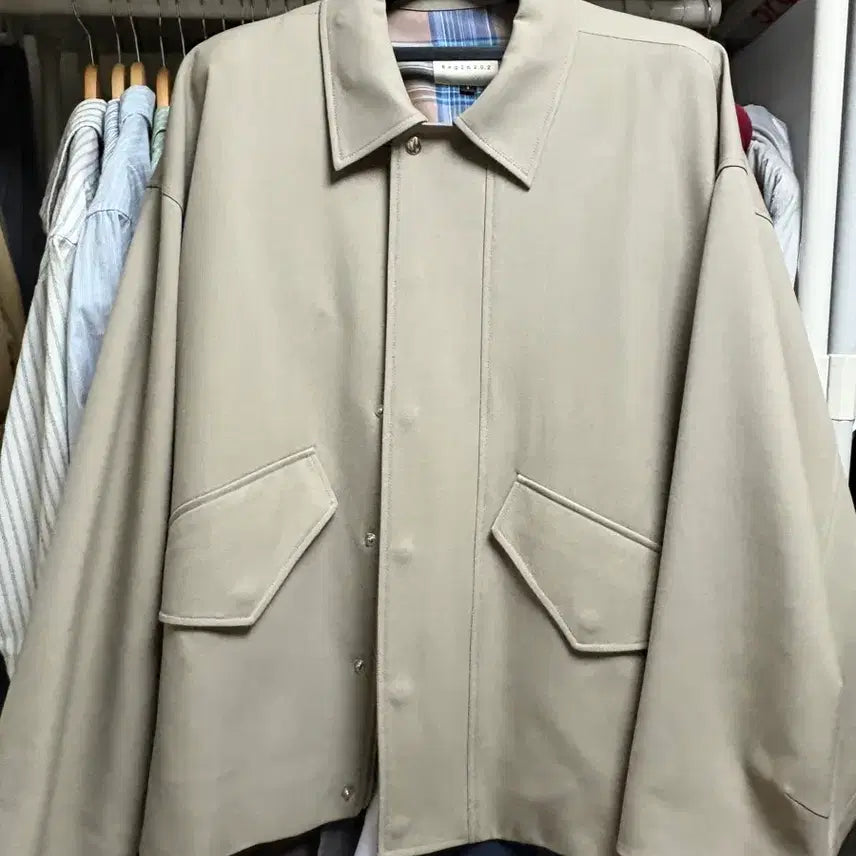 [BUNJANG] Begin202 Wool Gabardine Blouson Beige Jacket / 비긴202 울개버딘 블루종 베이지 1사이즈