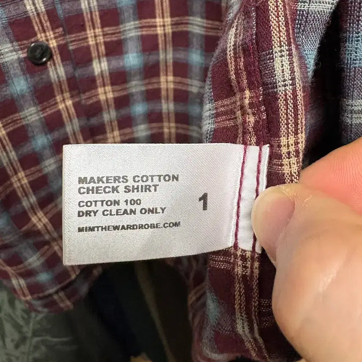 [BUNJANG] MIM the Wardrobe Makers Cotton Check Shirt Burgundy / 밈더워드로브 메이커스 코튼 체크셔츠 버건디 1사이즈
