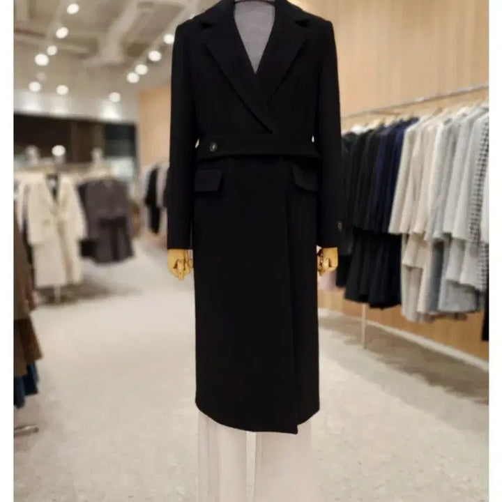 [BUNJANG] Line Wool Cashmere Long Coat (Black, Size 55) / 한번착용) 라인 울 롱코트(블랙, 55) 울 90% 캐시미어 10%