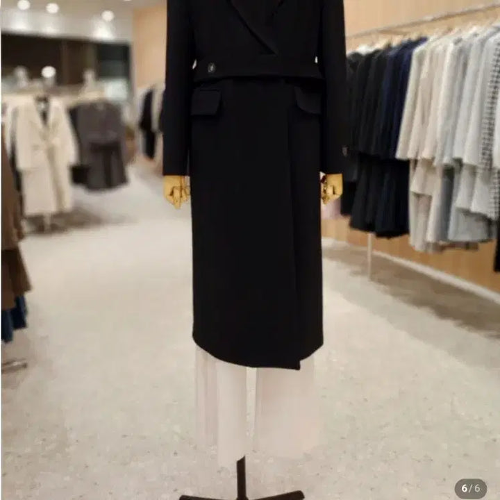 [BUNJANG] Line Wool Cashmere Long Coat (Black, Size 55) / 한번착용) 라인 울 롱코트(블랙, 55) 울 90% 캐시미어 10%