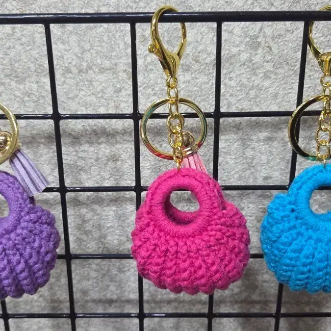 [SOLD OUT] 미니 뜨개 가방 키링 (보라/핑크/블루)
