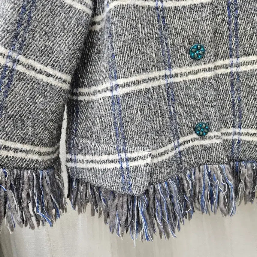 [BUNJANG] O'2nd Alpaca Wool Check Frill Coat / 오즈세컨 O'2nd 알파카울 체크프릴 코트 ~66초