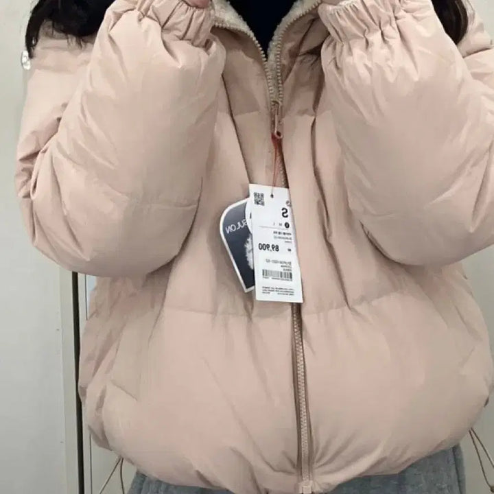 [BUNJANG] Kim Ming SPAO Reversible Crop Short Padded Jacket (Pink, S) / 김밍 패딩 단종템)스파오 리버서블 크롭 숏패딩 핑크 S