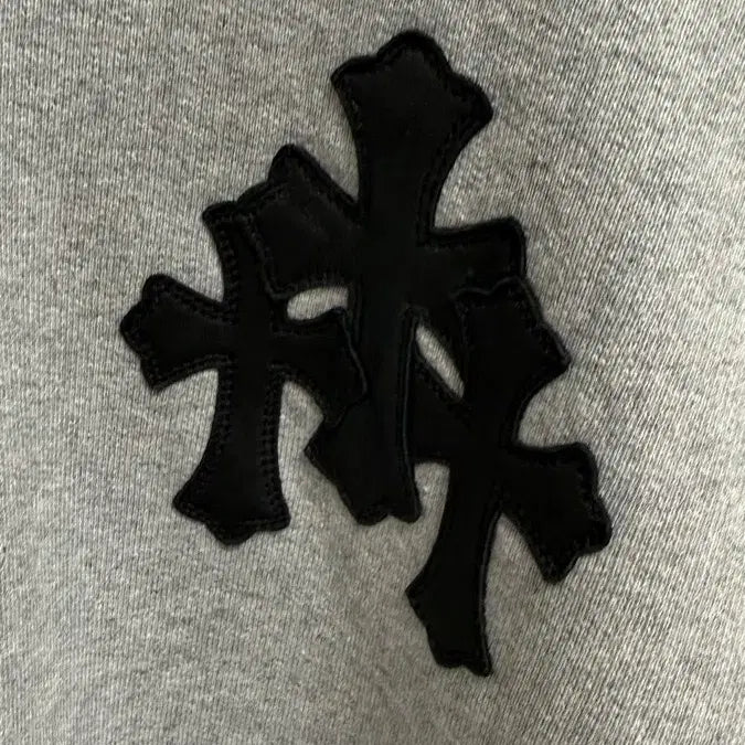 [BUNJANG] Chrome Hearts Cross Patch Paper Jam Half Zip-up Gray / [L] 크롬하츠 크로스 패치 페이퍼잼 하프집업 그레이