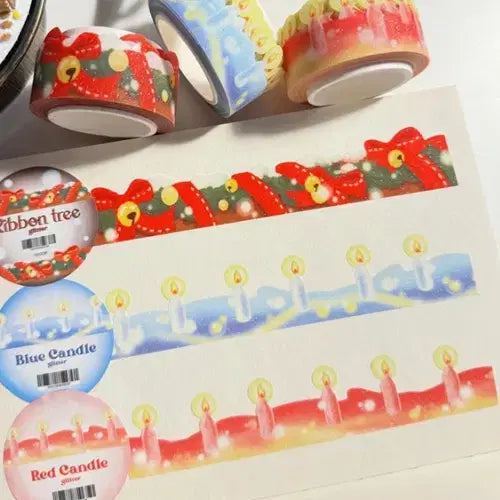 [BUNJANG] Dabvit Glitter Die-cut Masking Tape (2 Types) / 다빛 캔들 글리터 다이컷 마테 2종