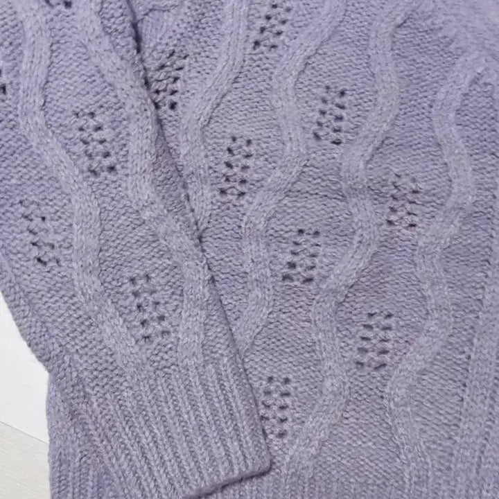 [BUNJANG] V-Neck Knit Cardigan / 새상품 연보라 브이넥 니트 가디건