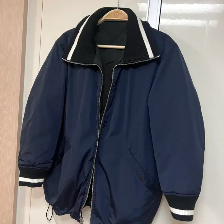 [BUNJANG] Theory Rector Duck Down Reversible Quilted Padded Bomber Jacket - Navy / 띠어리 THEORY 렉터 덕다운 양면자켓 퀼팅 오리털 패딩 점퍼봄버네이비