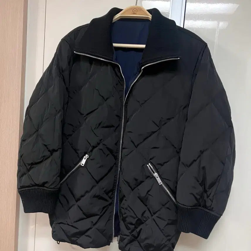 [BUNJANG] Theory Rector Duck Down Reversible Quilted Padded Bomber Jacket - Navy / 띠어리 THEORY 렉터 덕다운 양면자켓 퀼팅 오리털 패딩 점퍼봄버네이비