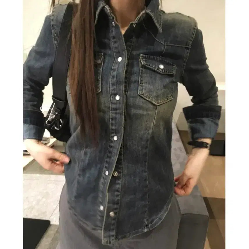 [BUNJANG] Koji &amp; Kitsch Bad Denim Wash Shirt / 코지앤키치 배드 데님 워싱 셔츠