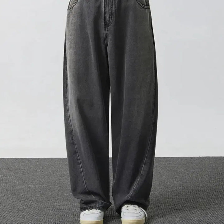 [BUNJANG] Dimitri Black Curved Slash Denim Pants / 디미트리 블랙 커브드 슬래쉬 데님팬츠
