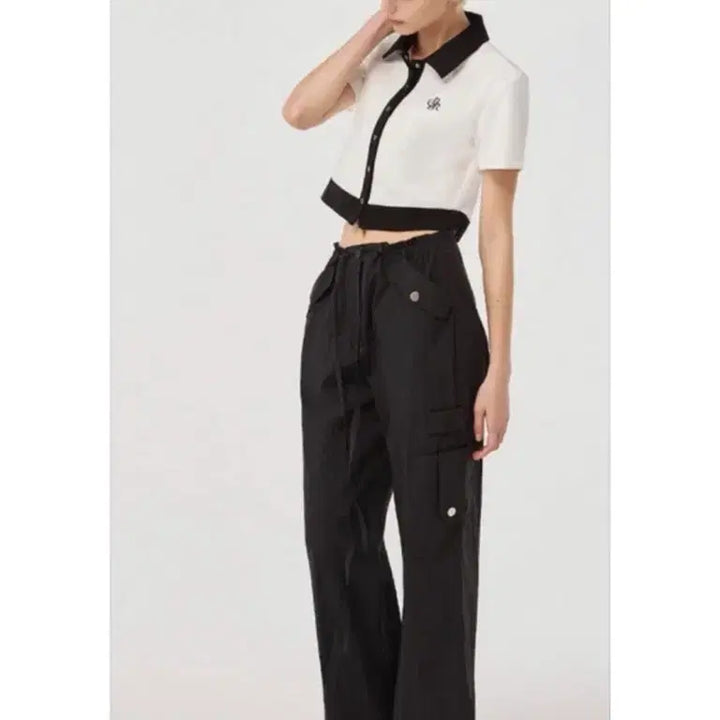 [BUNJANG] Cravity City Breeze Cargo Pants (Black, Free Size) / 시티브리즈 스트링 카고 팬츠 black / free