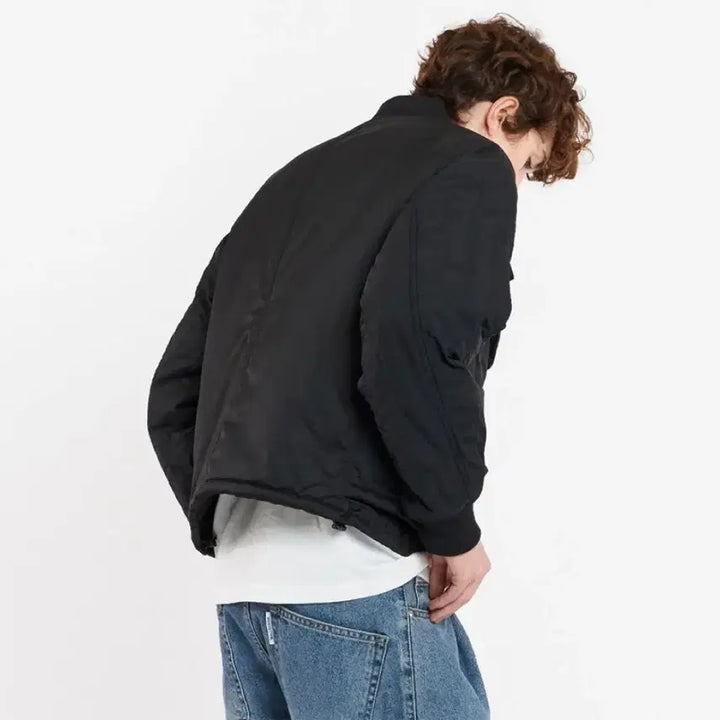 [BUNJANG] Unaffected Padded Layered Flight Jacket - Black / 언어펙티드 패디드 레이어드 플라이트 자켓 블랙