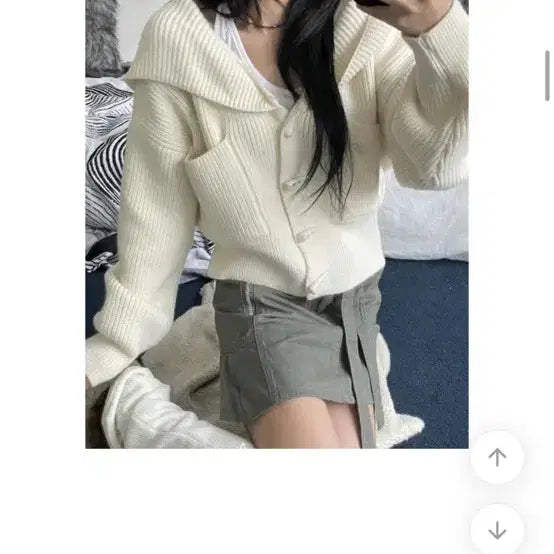 [BUNJANG] Kitsch Wool Duffle Hood Knit Cardigan Ivory / 키치 울 더플 후드 니트 가디건 아이보리
