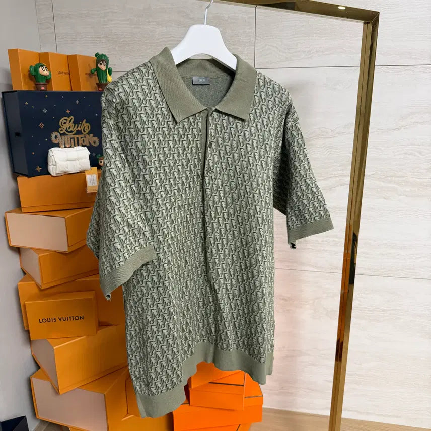 [BUNJANG] Dior Oblique Cotton Jacquard Polo Shirt / [2XL사이즈]디올 오블리크 코튼 자카드 폴로 반팔 셔츠