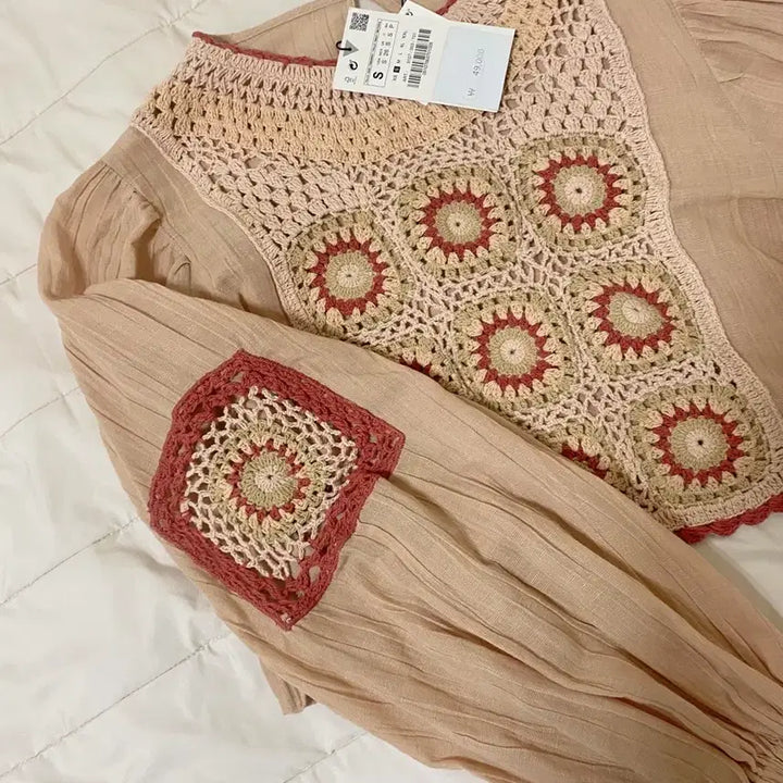 [BUNJANG] Zara S Crocheted Blouse / 자라 택있는 새상품 크로셰 블라우스, 에스닉 블라우스 s사이즈