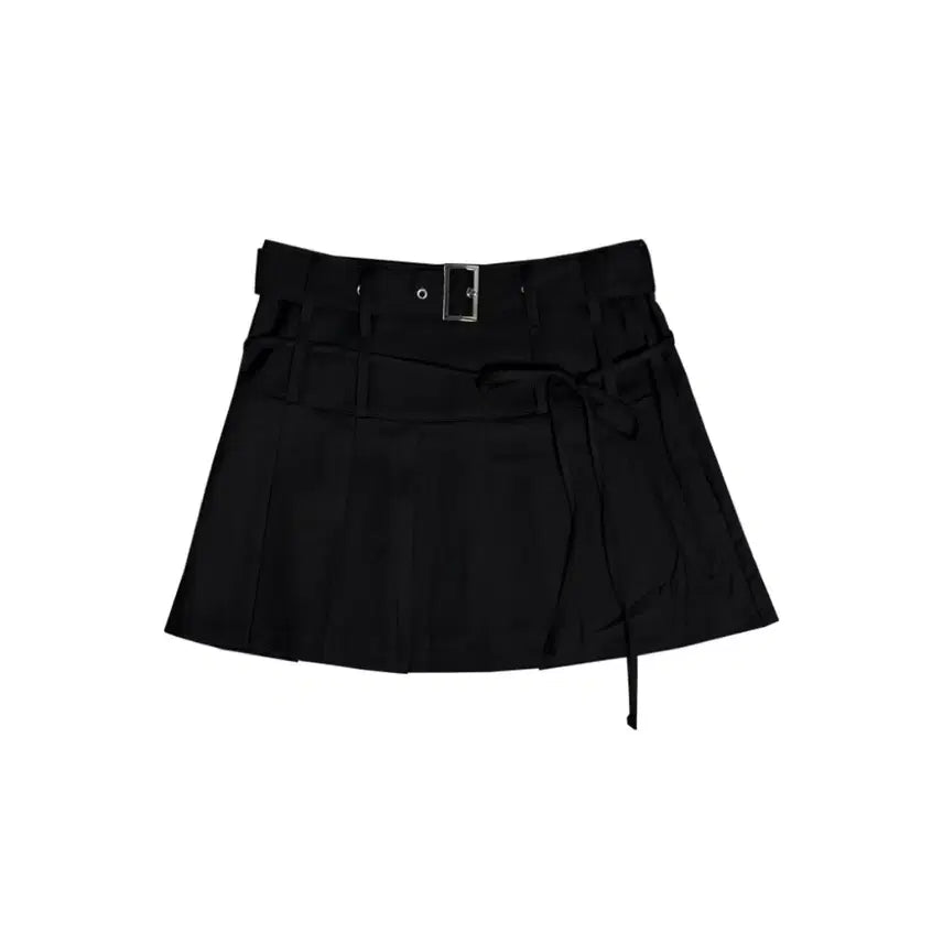 [BUNJANG] Newerlin High Teen Pleated Skirt / 뉴얼린 하이틴 벨트 리본 플리츠 스커트 S