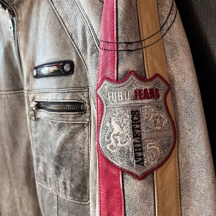 [BUNJANG] FUBU 2004 Leather Jacket / FUBU 2004 산양가죽 더티워싱 Y2K 레더자켓