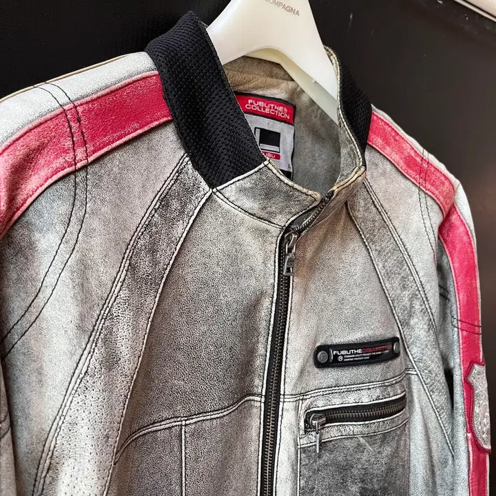 [BUNJANG] FUBU 2004 Leather Jacket / FUBU 2004 산양가죽 더티워싱 Y2K 레더자켓