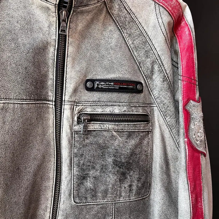 [BUNJANG] FUBU 2004 Leather Jacket / FUBU 2004 산양가죽 더티워싱 Y2K 레더자켓