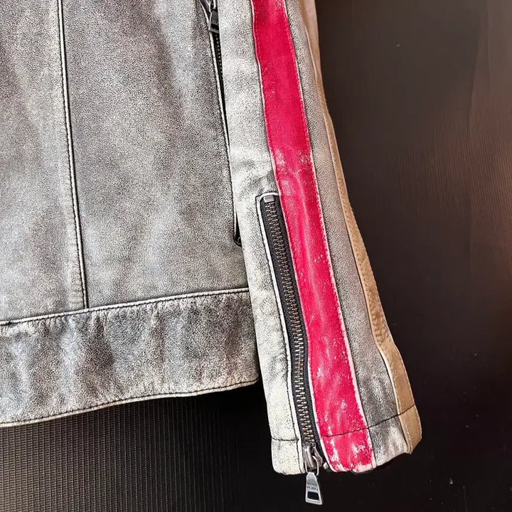 [BUNJANG] FUBU 2004 Leather Jacket / FUBU 2004 산양가죽 더티워싱 Y2K 레더자켓