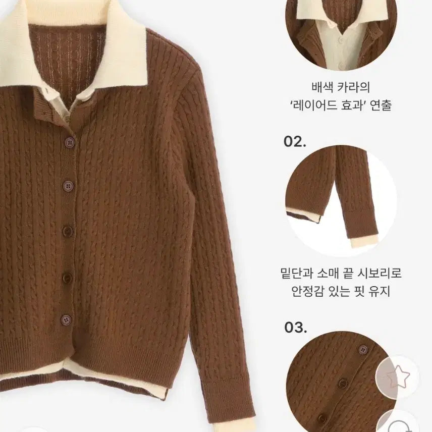 [BUNJANG] Attrangs Moldito Color Block Layered Cable Knit Cardigan / 아뜨랑스 새제품. 몰디토 카라 배색 레이어드 케이블니트 가디건