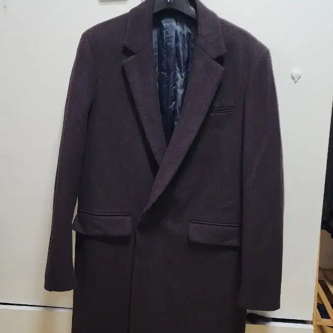 [BUNJANG] Park Sungchul Line or Circle Burgundy Wool Blend Coat / 박성철 Line or Circle 버건디 울 혼방 코트