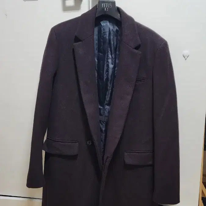 [BUNJANG] Park Sungchul Line or Circle Burgundy Wool Blend Coat / 박성철 Line or Circle 버건디 울 혼방 코트