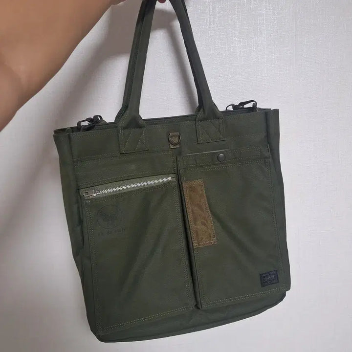 [BUNJANG] Porter Flying Ace 2-way Tote Bag / 포터 플라잉 에이스 2way 토트백 카키