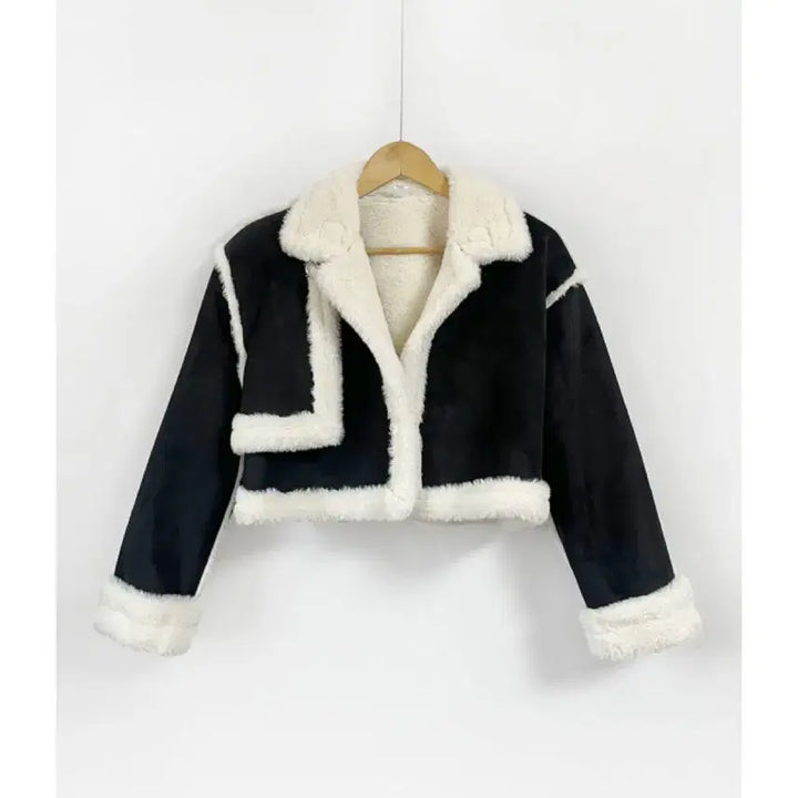 [BUNJANG] S-Nine Fur Trimmed Suede Soft Color Block Mouton / 원가 12만 에스나인 퍼트리밍 스웨이드 소프트 배색 무스탕