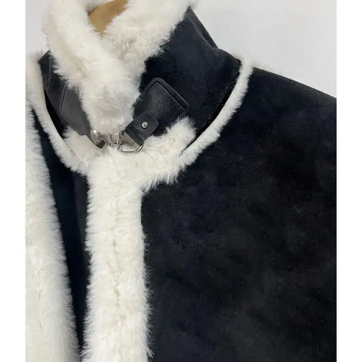 [BUNJANG] S-Nine Fur Trimmed Suede Soft Color Block Mouton / 원가 12만 에스나인 퍼트리밍 스웨이드 소프트 배색 무스탕