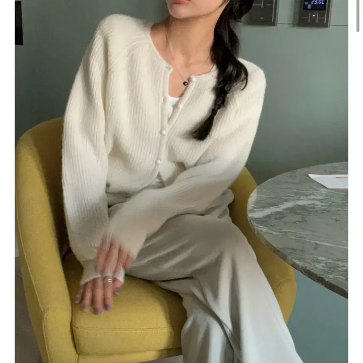 [BUNJANG] Granbloom Eden Alpaca Cardigan Ivory / 그랑블룸 에덴 알파카 가디건 아이보리