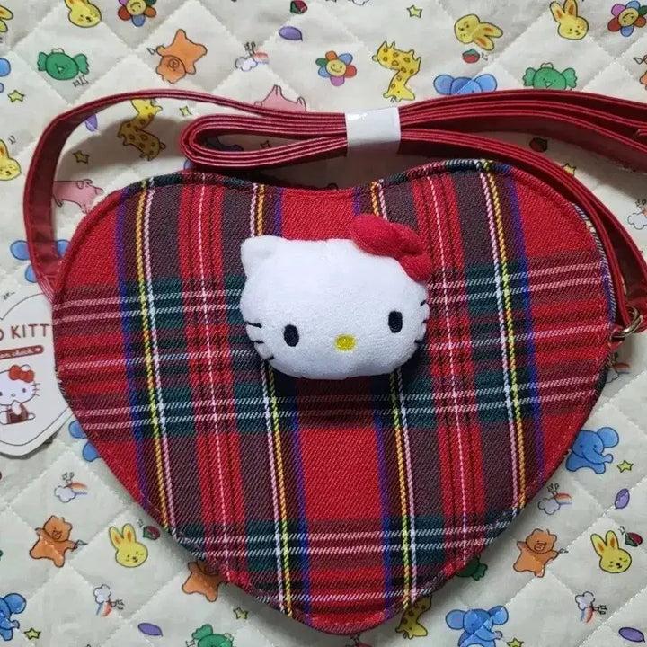 [BUNJANG] Hello Kitty Check Heart Crossbag / 헬로키티 체크 하트 크로스백