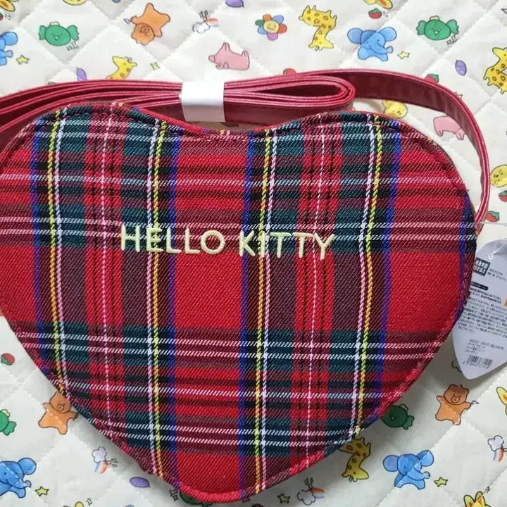 [BUNJANG] Hello Kitty Check Heart Crossbag / 헬로키티 체크 하트 크로스백