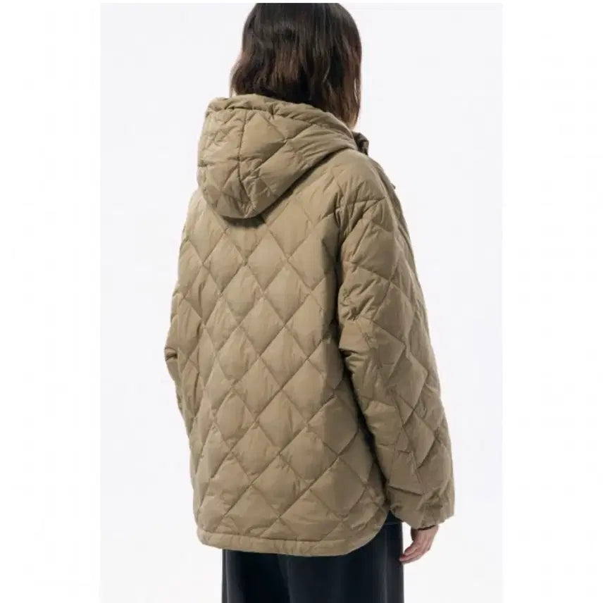 [BUNJANG] Customellow Quilt Goose Down Puffer Jacket / 새상품 코오롱 커스텀멜로우 퀼트 후드 구스패딩 오버핏 100 카키