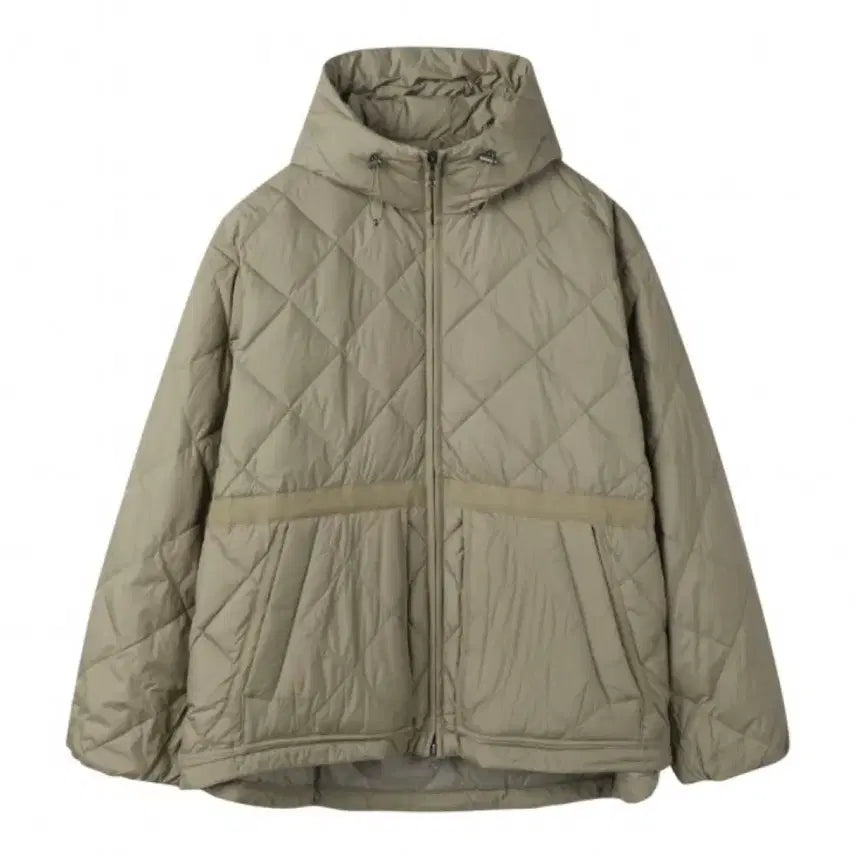 [BUNJANG] Customellow Quilt Goose Down Puffer Jacket / 새상품 코오롱 커스텀멜로우 퀼트 후드 구스패딩 오버핏 100 카키