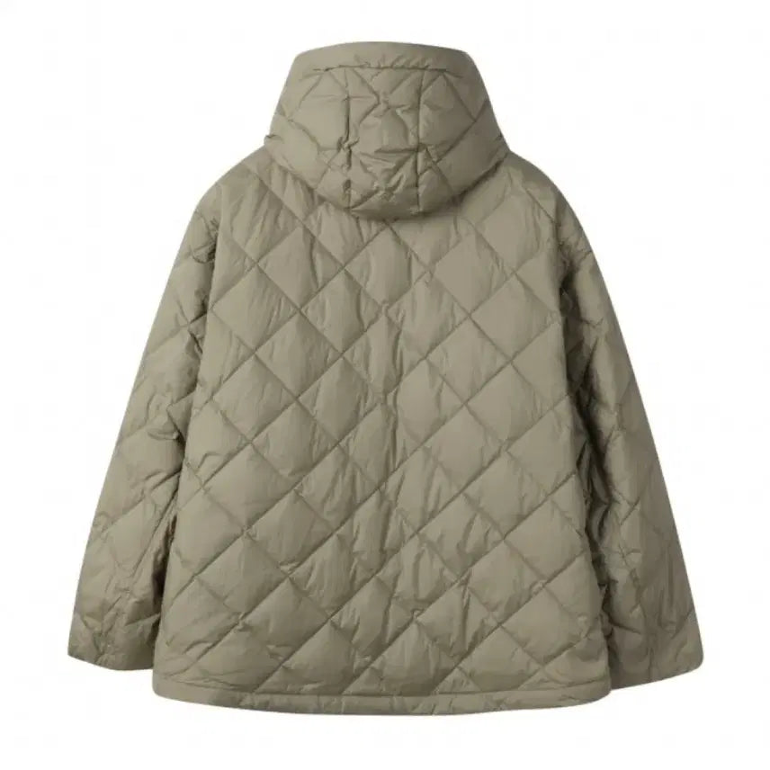 [BUNJANG] Customellow Quilt Goose Down Puffer Jacket / 새상품 코오롱 커스텀멜로우 퀼트 후드 구스패딩 오버핏 100 카키