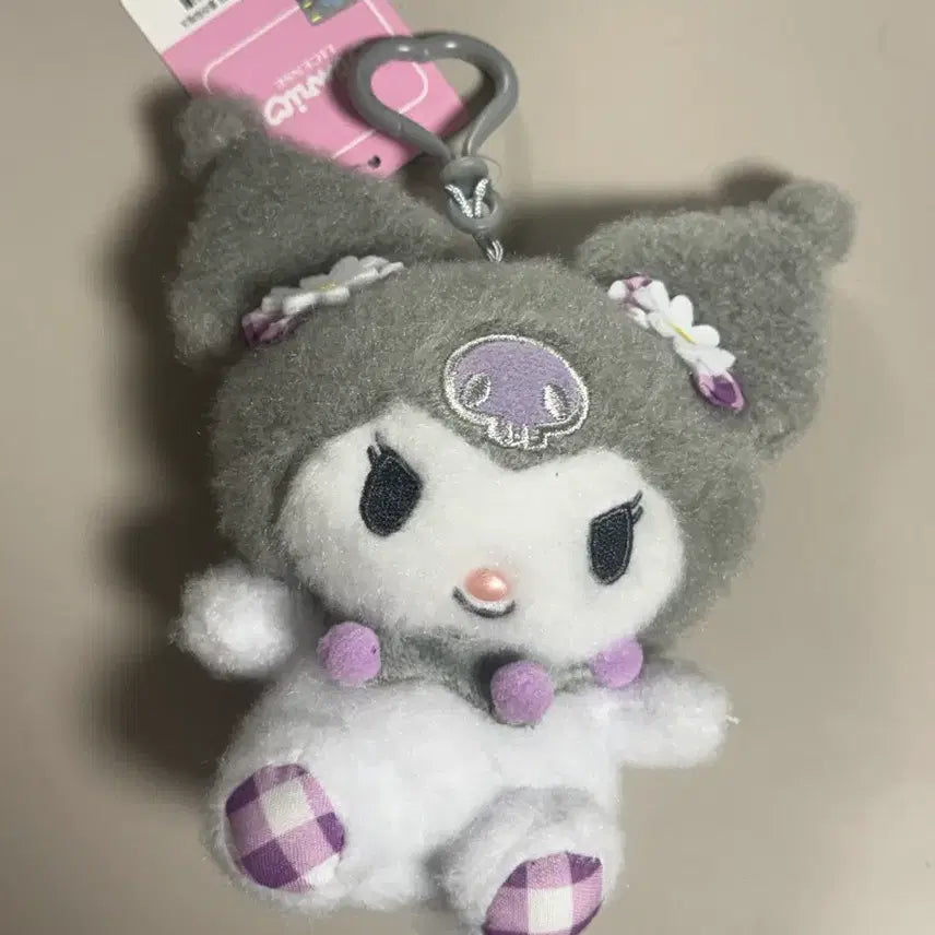 [BUNJANG] Sanrio Kuromi Flower Check Keychain / 산리오 쿠로미 플라워 체크 키링
