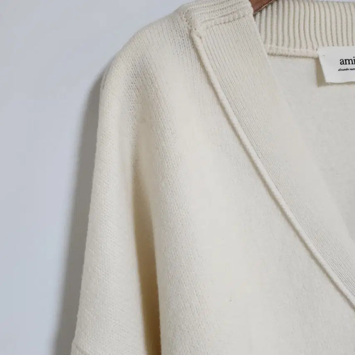[BUNJANG] AMI White Big Heart Intarsia Wool Cardigan / [M] 아미 화이트 빅하트 인타르시아 울 가디건 BFUKC002 018
