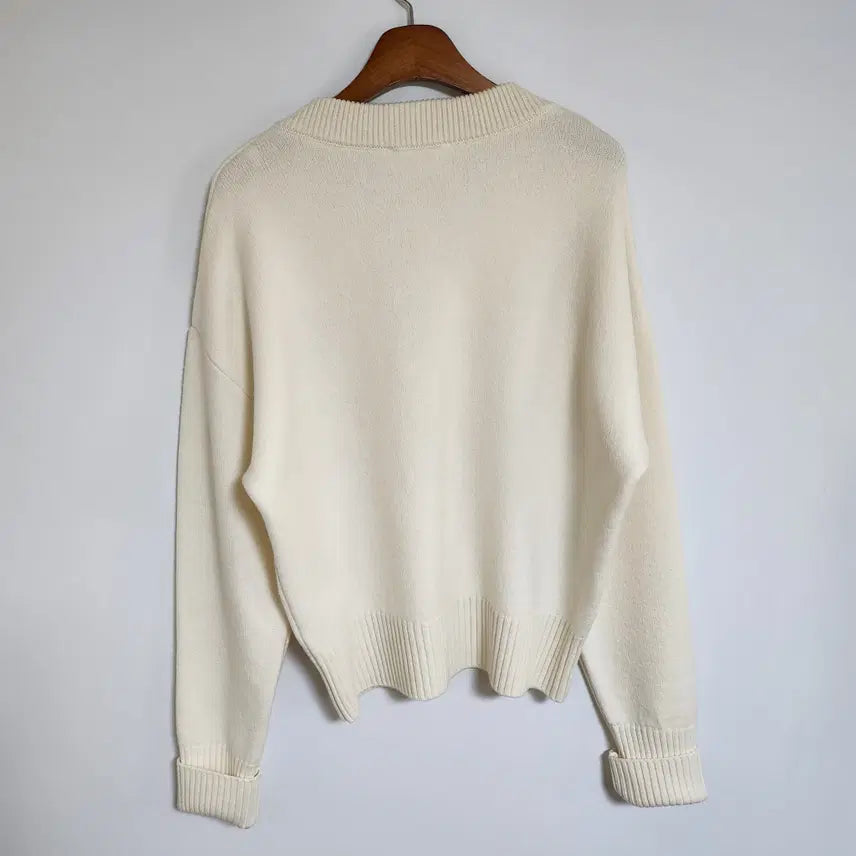 [BUNJANG] AMI White Big Heart Intarsia Wool Cardigan / [M] 아미 화이트 빅하트 인타르시아 울 가디건 BFUKC002 018