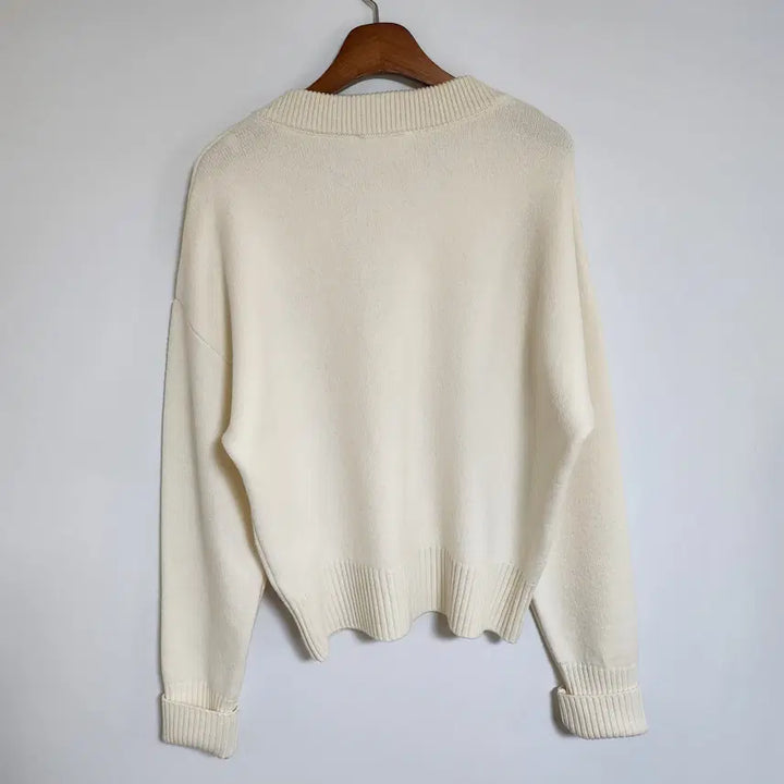 [BUNJANG] AMI White Big Heart Intarsia Wool Cardigan / [M] 아미 화이트 빅하트 인타르시아 울 가디건 BFUKC002 018