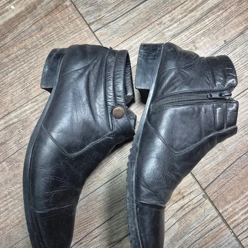 [BUNJANG] Black Leather Ankle Boots 270 / 노트르담 블랙 가죽 앵클 부츠270