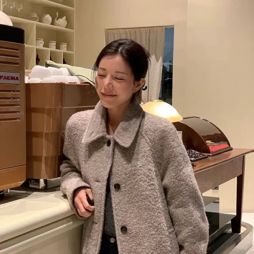 [BUNJANG] Spring Krokoz Boucle Half Coat / 스프링크로커스 부클 하프 코트