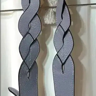 [BUNJANG] Leather Braided Gray Bag Strap / (새상품) 가죽 땋은 가방 스트랩 회색