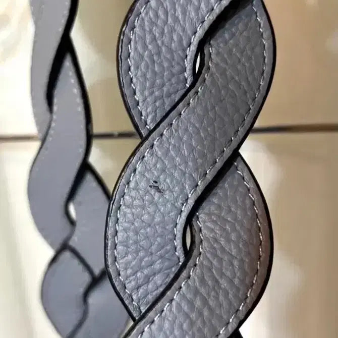 [BUNJANG] Leather Braided Gray Bag Strap / (새상품) 가죽 땋은 가방 스트랩 회색
