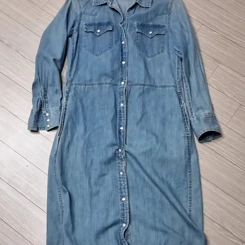 [BUNJANG] Ralph Lauren Denim Chambray Long Shirt Dress / 랄프로렌 데님 샴브레이 롱 셔츠 원피스(실측)