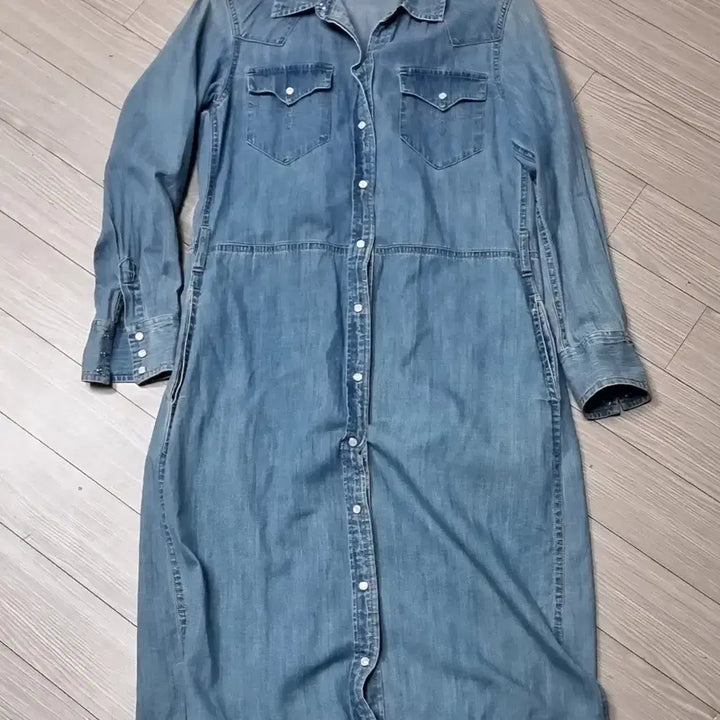 [BUNJANG] Ralph Lauren Denim Chambray Long Shirt Dress / 랄프로렌 데님 샴브레이 롱 셔츠 원피스(실측)