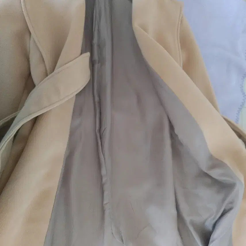 [BUNJANG] Winter Belted Long Coat (Size M) / 벨티드 롱 코트 겨울 벨트 코트 털 모 코트 66 M(두툼 따숩)