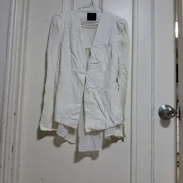 [BUNJANG] White Linen Long Sleeve Jacket (Size 44) / 화이트 린넨 긴팔 자켓 44사이즈