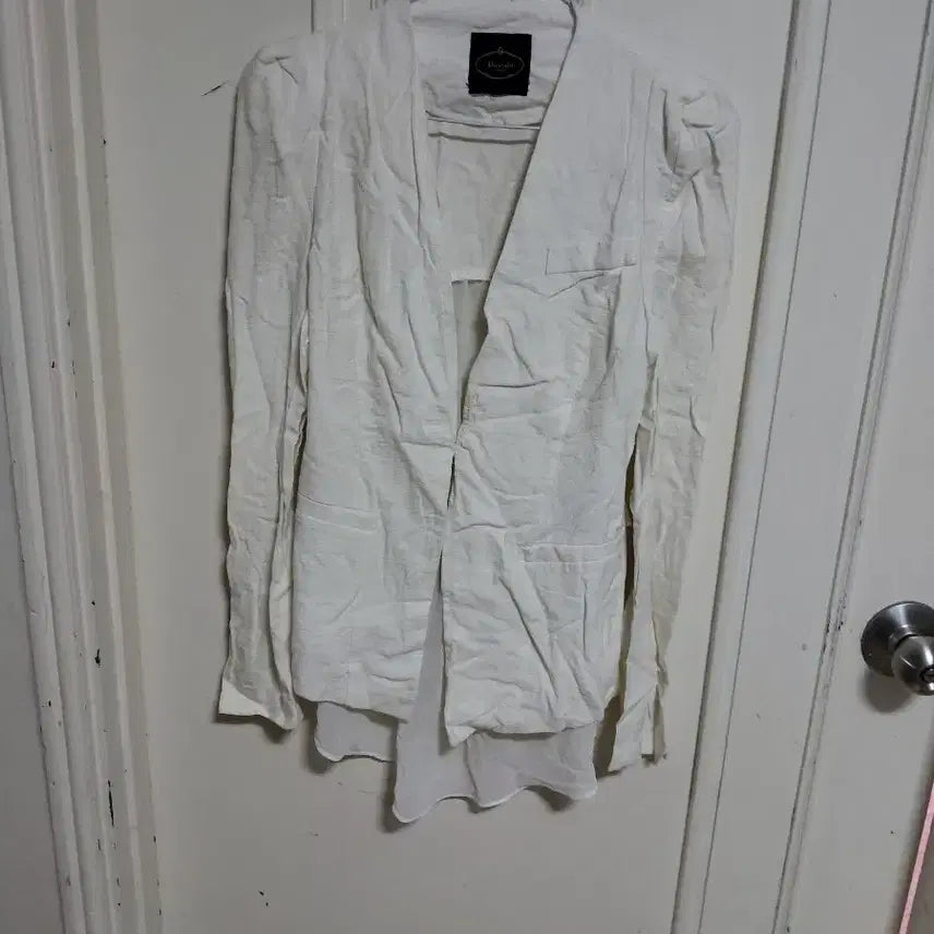 [BUNJANG] White Linen Long Sleeve Jacket (Size 44) / 화이트 린넨 긴팔 자켓 44사이즈